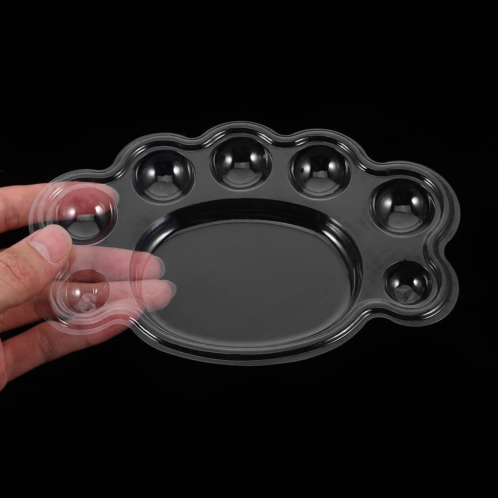 50 قطعة لوحة الطلاء صواني بلاستيكية على شكل القدم للألوان المائية الاكريليك النفط اللوحة خلط واضح حامل المتاح السائبة الفن