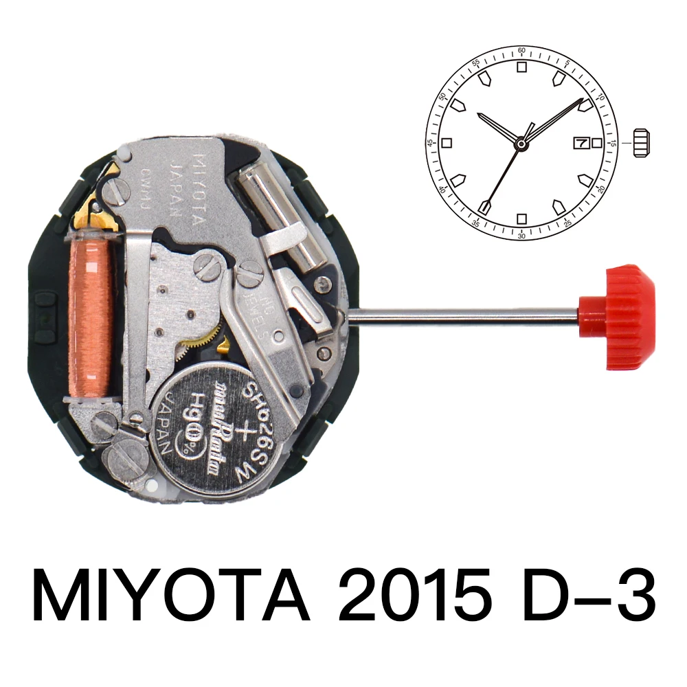 Japan Miyota 2015 Quartz Watch Movement Date at 3 Without battery Replace Repair Women's Single Calendar Three-Needle