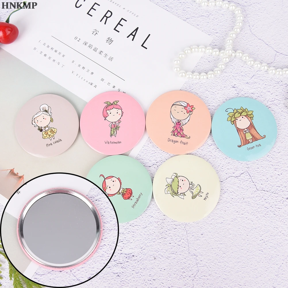 CASHOU143 Fashion Lady Portable Makeup Mirror Cartoon Pattern Portable Compact Pocket Cosmetic Mirror Mini Cute Small Creative