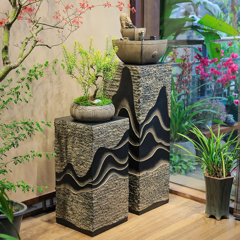 Living room tea room study decoration display column ornament base  stone column Chinese style floor decoration column
