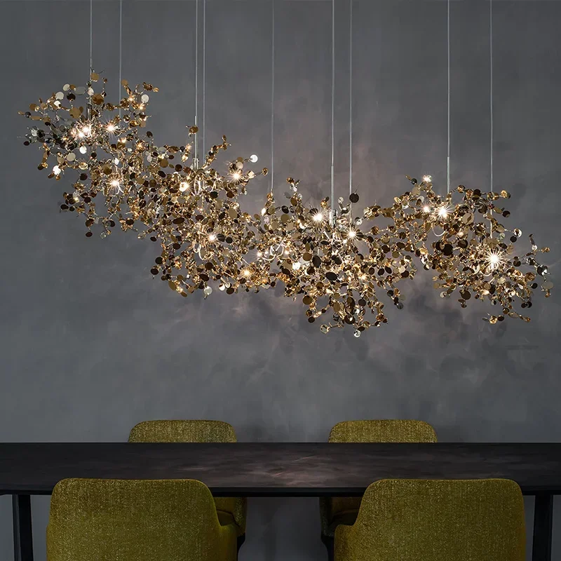 Modern Ceiling LED Chandelier Stainless Steel Lamp Home Living Room Bedroom Kitchen Hotel Chandelier Attic Indoor Lighting