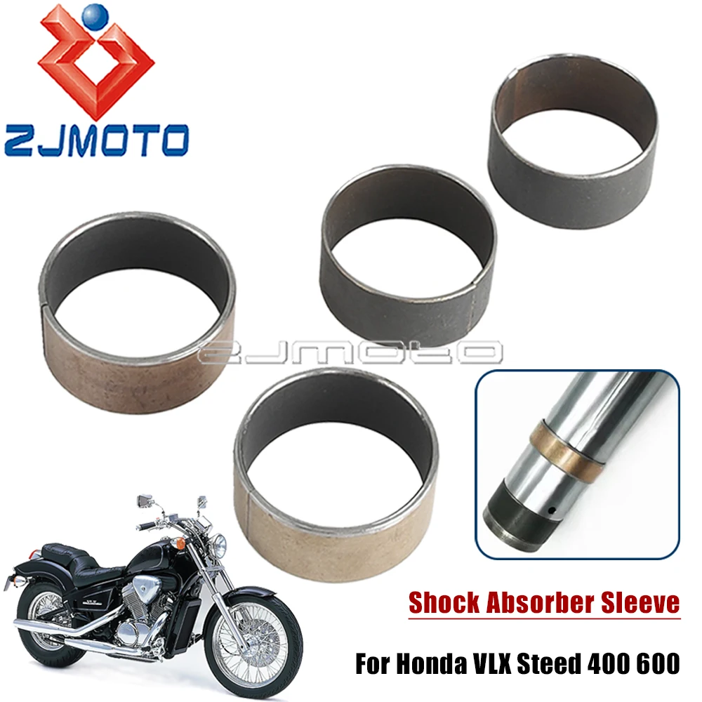 4 Pieces Motorcycle Above & Under Shock Absorber Sleeve For Honda VLX Steed 400 600 Suspension Fork Copper Sleeve Iron Ring