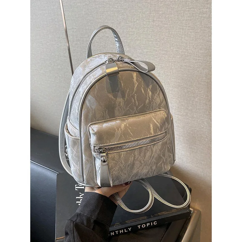 Women's Fashionable Solid Color Pattern Backpack Is Suitable For Girls Mini Travel And Daily Commuting Top-handle bolasa