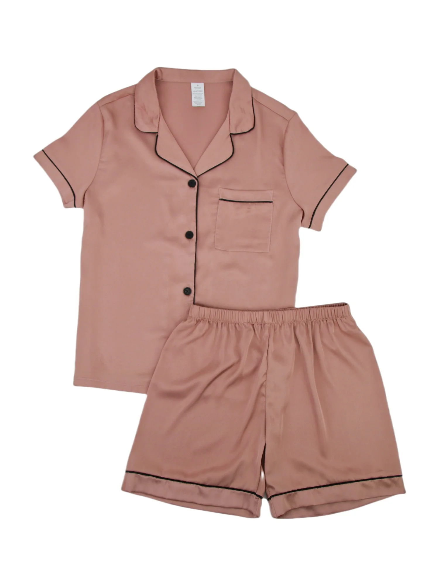 Conjunto de pijamas femininos de cetim de seda manga curta loungewear 2 peças conjuntos de pijamas com botões para o verão conjunto de pijamas femininos