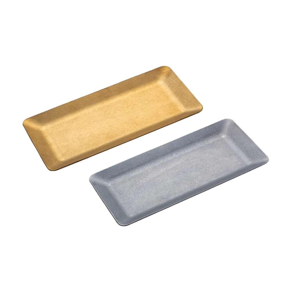 

2pcs Stainless Steel Rectangular Food Serving Plate Sushi Holder Snack Tray For Hotel Restaurant Tableware