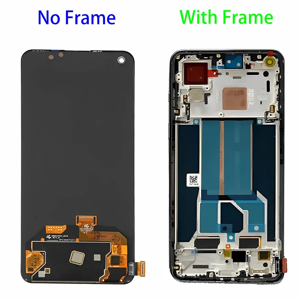 Original AMOLED For OnePlus Nord 2 5G DN2101 DN2103 LCD Display Touch Screen With Frame Panel Digitizer For 1+Nord 2 LCD