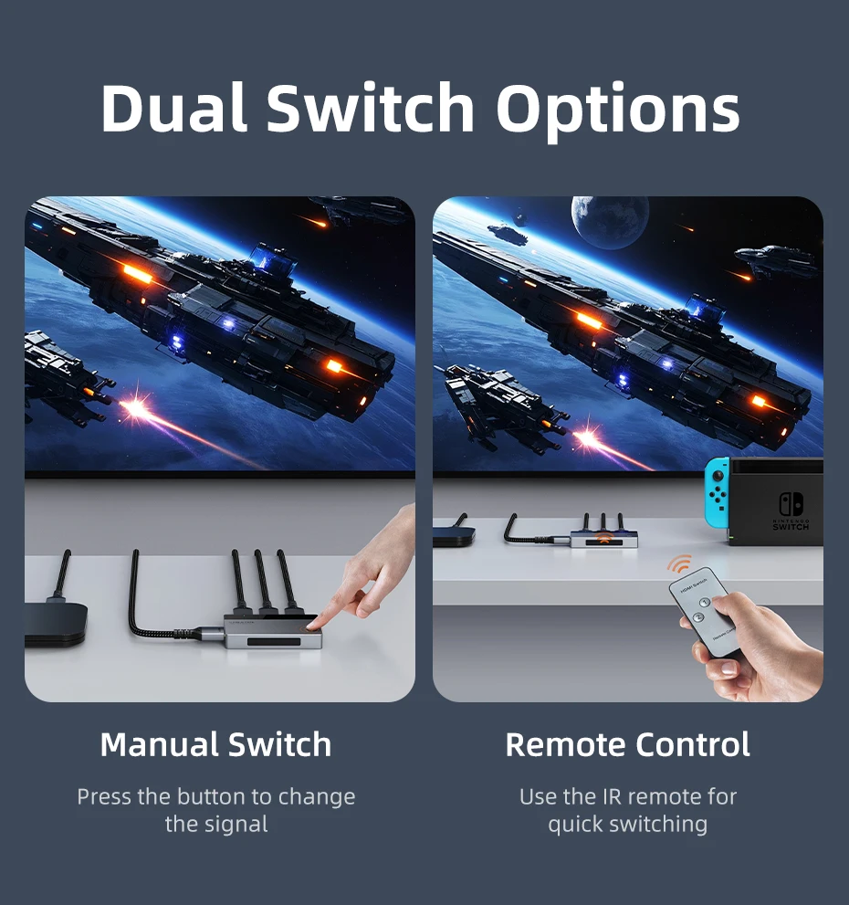 CABLETIME 3-in-1-HDMI-Umschalter 4K 60 Hz HDMI-Splitter für HDTV Xiaomi Mi Box PS5 3-in-1-Ausgang HDMI-Schalter für Laptop MacBook – Detail 6