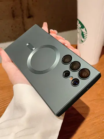 삼성 S22 S23 S24 울트라 플러스 S21 Fe 충격 방지 소프트 범퍼 뒷면 커버 용 Magsafe 케이스 용 고급 자기 무선 충전