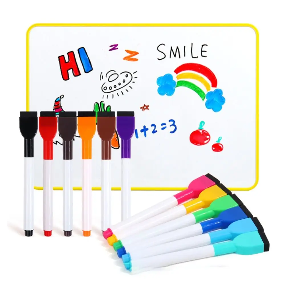 Portable Colorful Whiteboard Marker Erasable Waterborne Brush Water Color Pens Magneticless Multifunction Drawing Pen