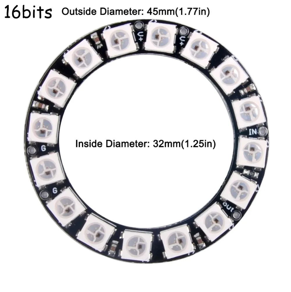 1/2/5/10 Stück 16-Bit WS2812B 5050 RGB LED-Ringlampe mit integrierten Treibern WS2812 DC4-7V für Arduino – Detail 1