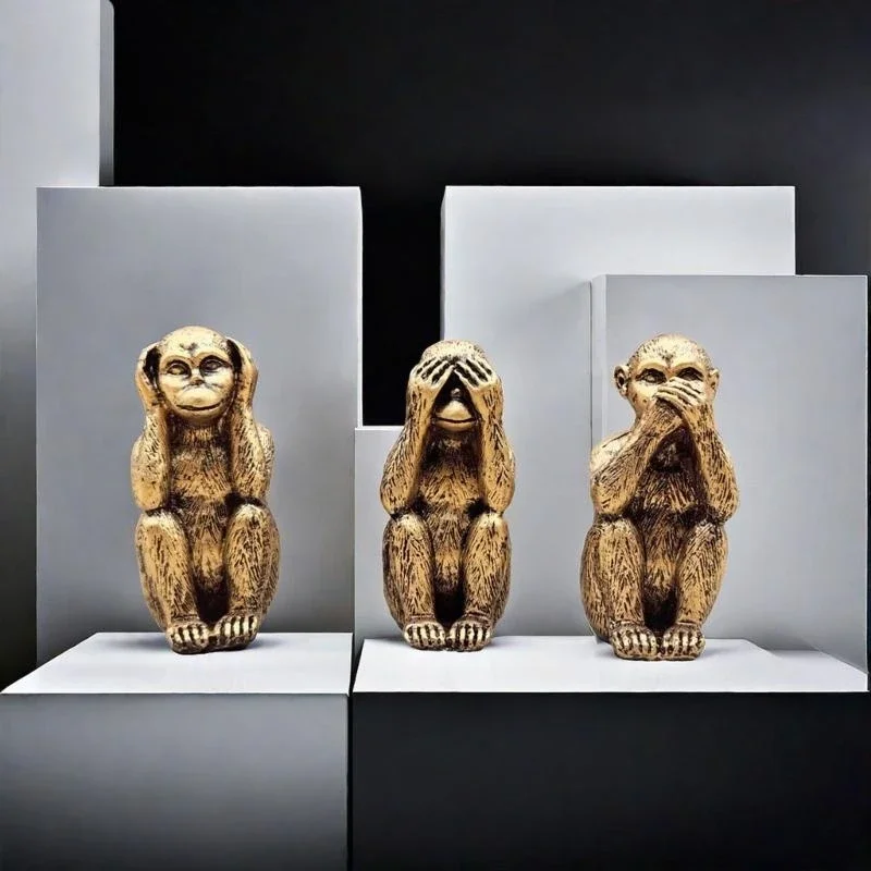 Elegant Three Wise Monkeys Figurines Decorations See no Hear no Speak no Evil view 6