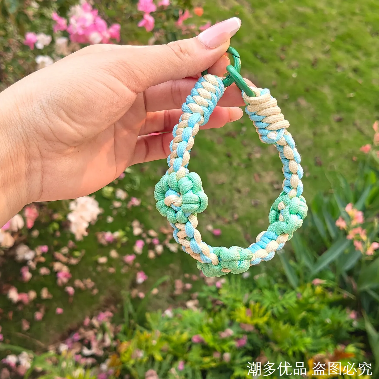 Handmade Contrast Color Weave Mobile Phone Lanyard Pink Gradient Braided Rope Chain Pendant Storage Anti-Lost