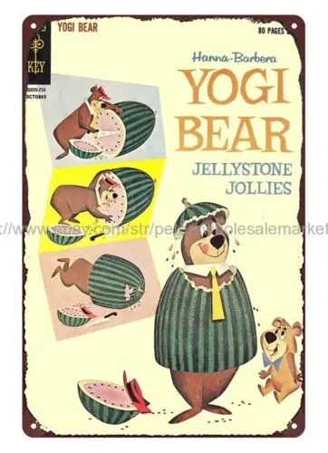 1962 comic Yogi Bear Jellystone Jollies metal tin sign discount metal wall art