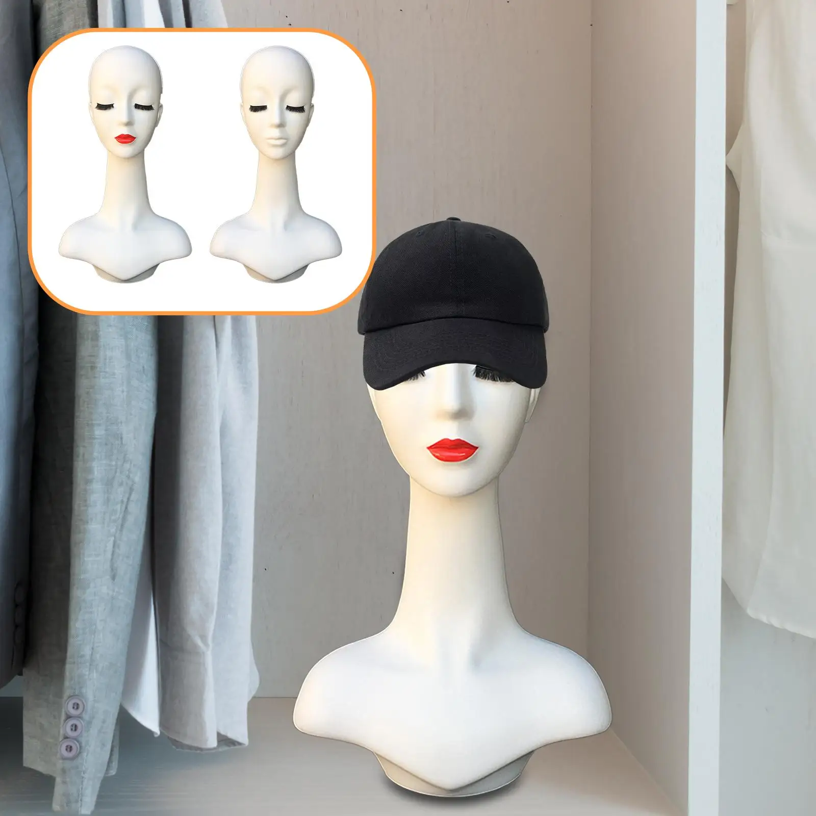 Głowa manekina treningowa, wielofunkcyjny stojak ekspozycyjny na kapelusze, uchwyt na naszyjniki, kapelusze, okulary, szaliki