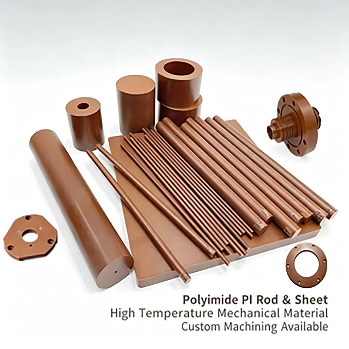 Polyimide PI Solid Rod High Temp Mechanical Spacer Bar for Industrial Assembly DIY Machining
