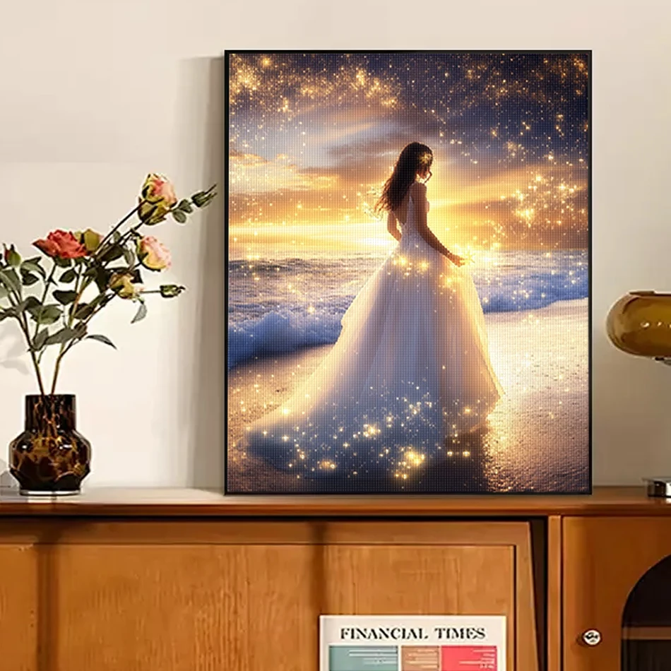SDOYUNO 5D Diamond Painting Girl back view Rhinestone DIY Diamond Embroidery Crystal Full Square Round Drill Art Kit Home Decor