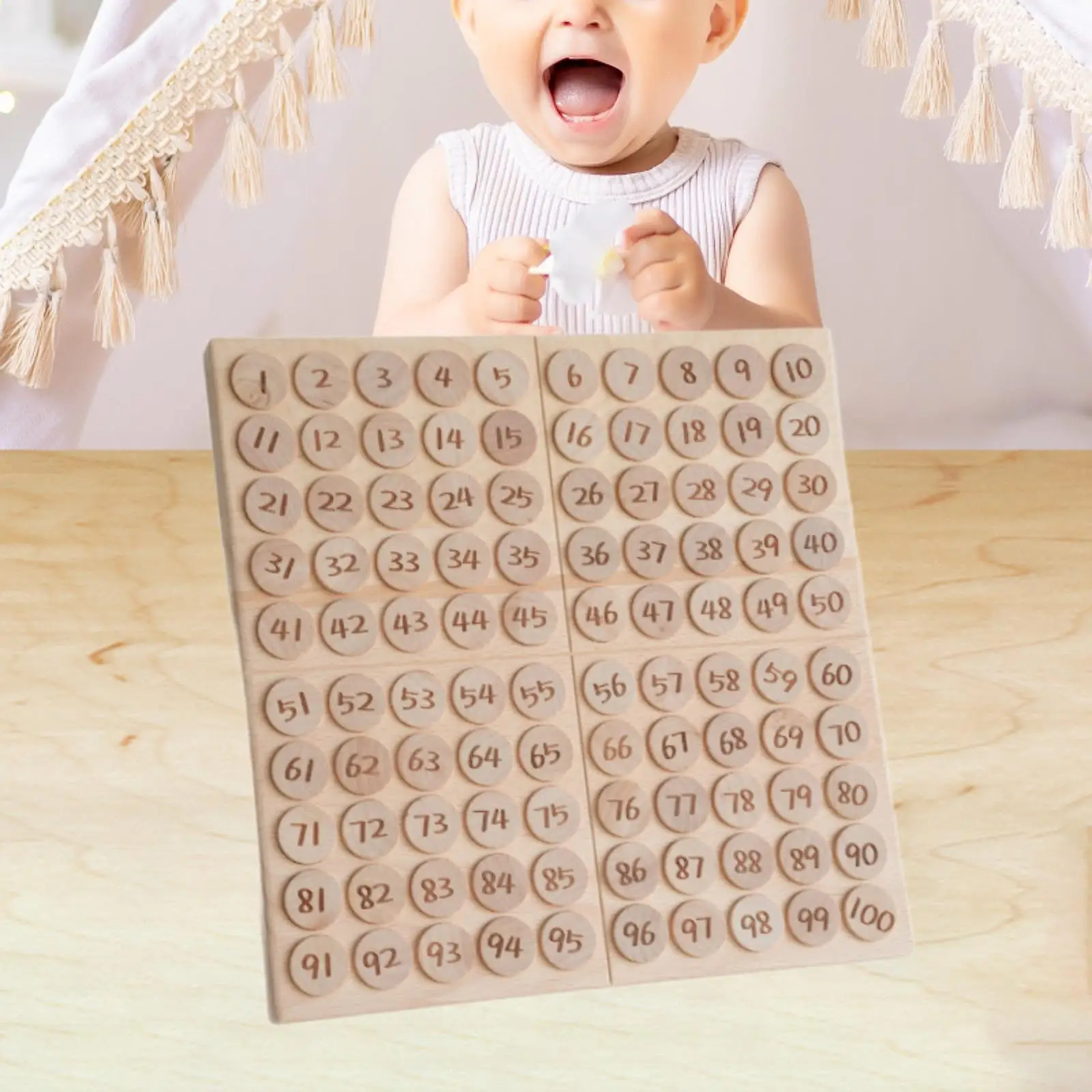 Wooden Math Counting Hundred Board 1-100 Number Board, Party Favors Math Materials Montessori Math Game Board for 3 Year Old