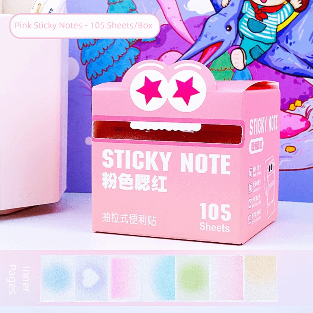 105 Sheets Pull Out Design Memo Pad Paper Korean Style Self-Adhesive Sticky Notes Multipurpose Planner Sticker