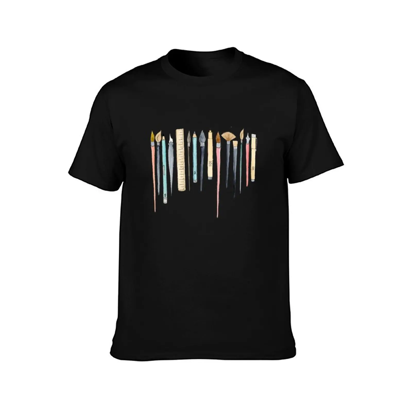 Art Tools In A Row T-Shirt Classic Basic Casual T-Shirt