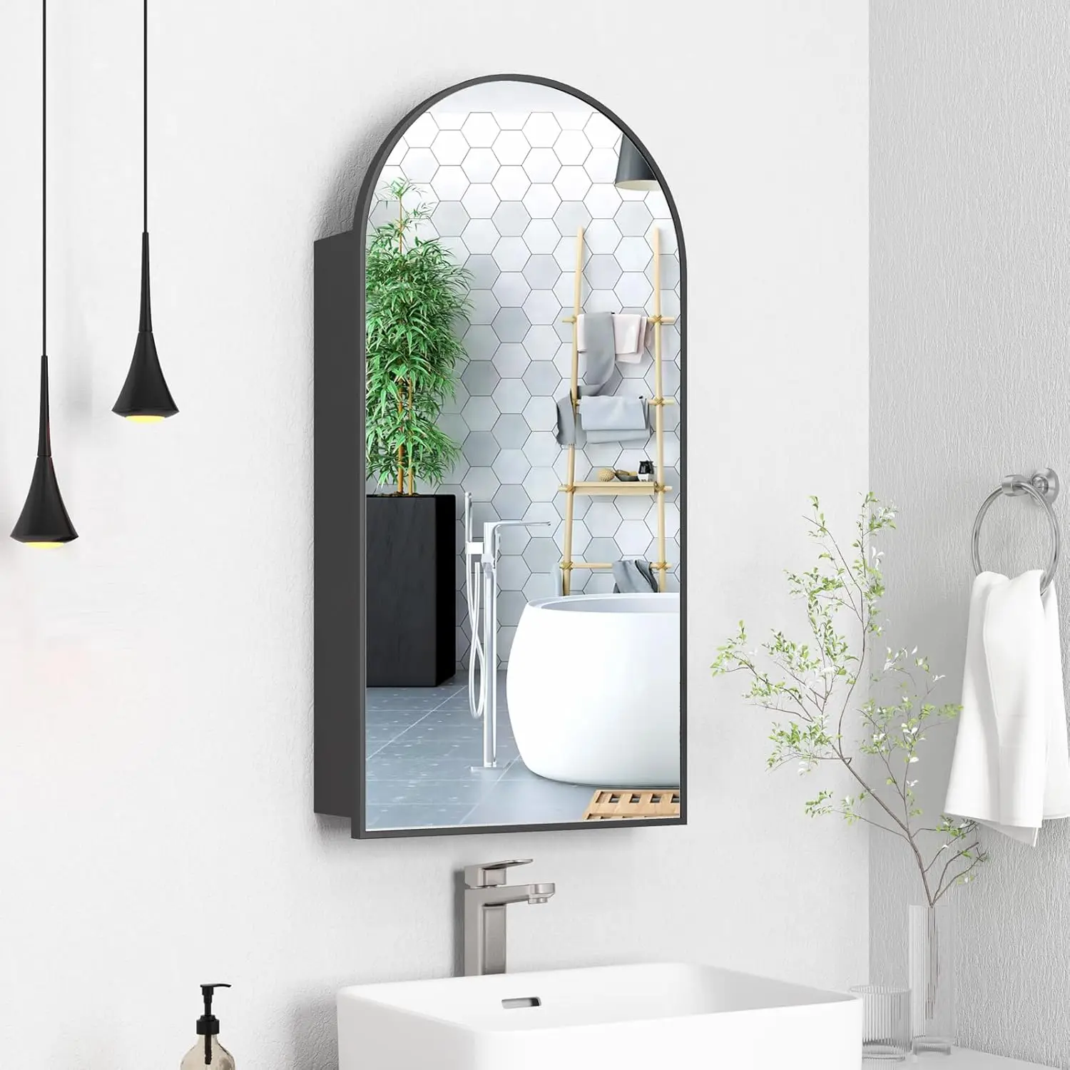 Cabinet with Mirror, Bathroom Medicine Cabinet Organizer, Mirrored Medicine Cabinet Surface Wall Mount, Bath Vanity Mirror with