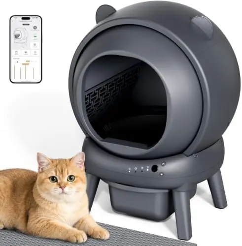Self Cleaning Litter Box, Automatic Litter Box with App Control, Large Capacity for Multiple Cats, Noise & Odor