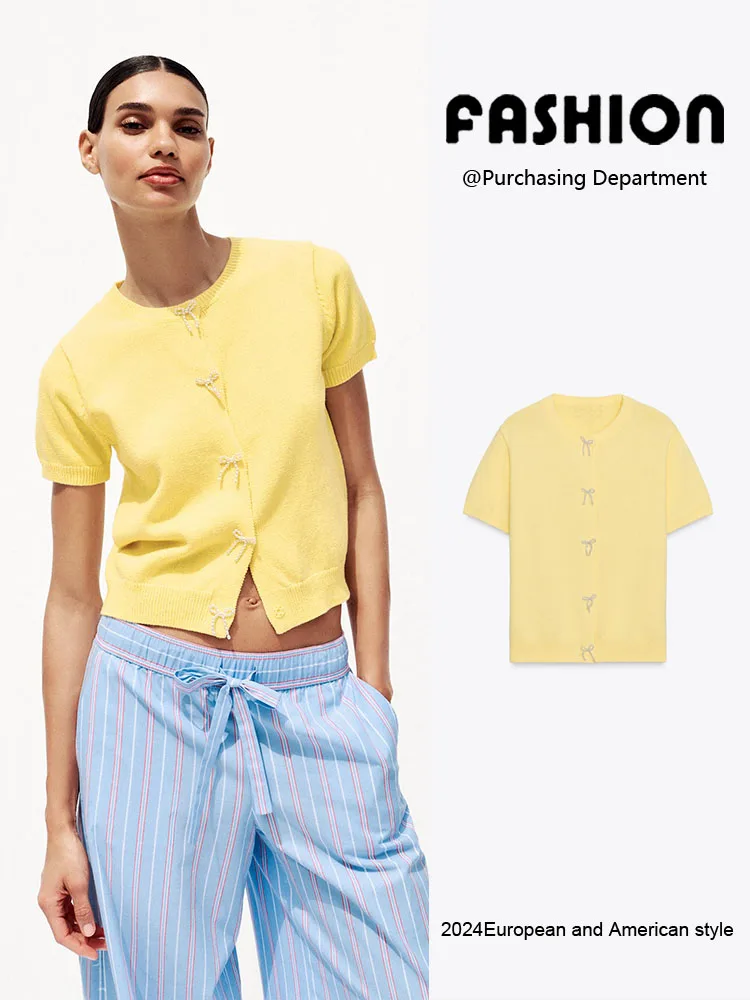 

New Summer Women's Knitted Jaet Versatile Artificial Pearl Knot Decorations 473005 300 Commute Sle ort Sve