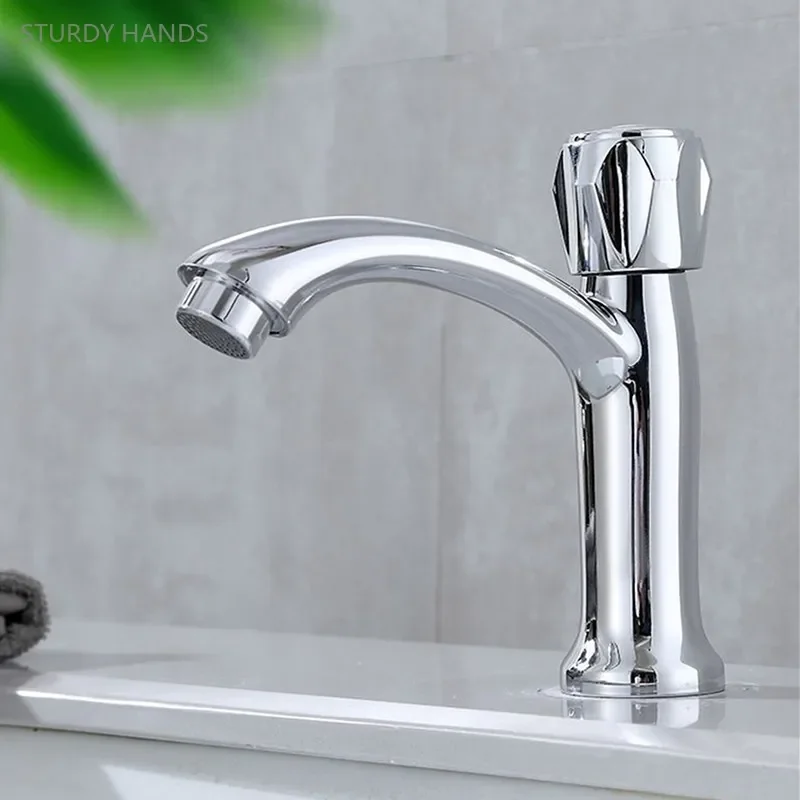 High Quality Basin Sink Faucet Tap Bathroom Pure Copper Corrosion Resistant Single-Cooled Tap Single Hole Basin Faucets Sink Tap