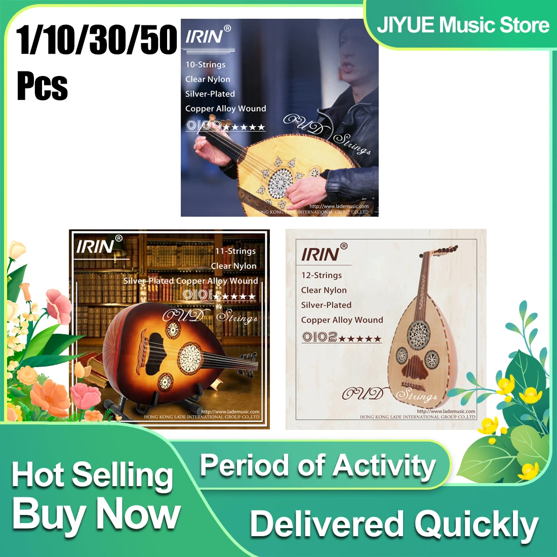 10/11/12 String Oud Strings Arab Lute Strings Clear Nylon Silver Plated Copper Alloy Wound professions Oud String Oud Parts