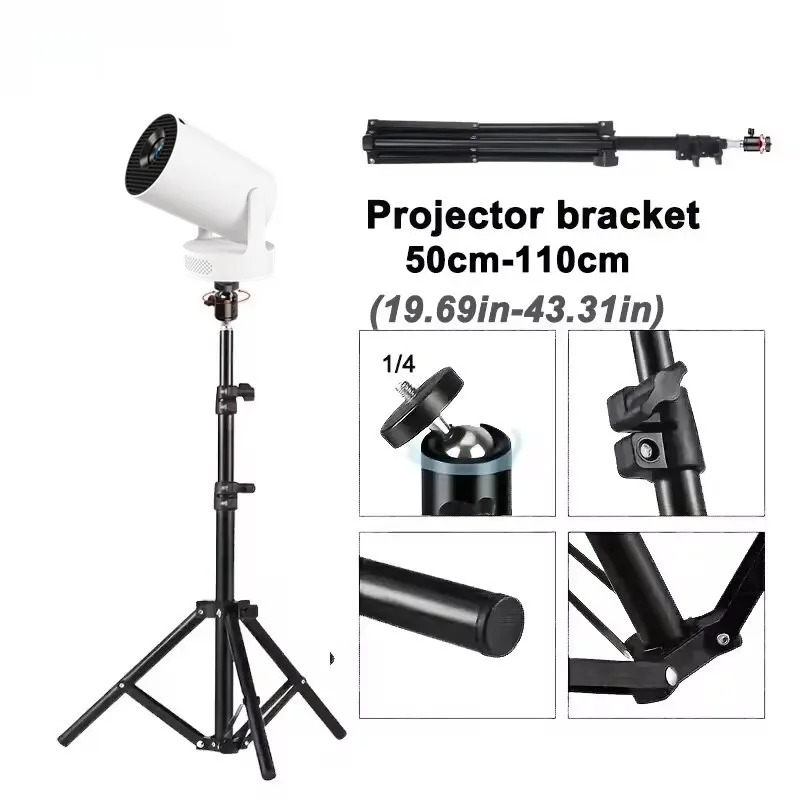 

Extendable Universal Portable Bracket for HY300ULTRA Mini Projector Travel Tripod Stand Mount Max load capacity 1kg 50cm-160cm