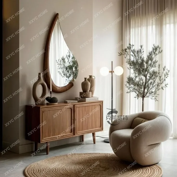 retro bathroom mirror wall hanging special-shaped living room wall decorative mirror medieval makeup mirror wall hanging