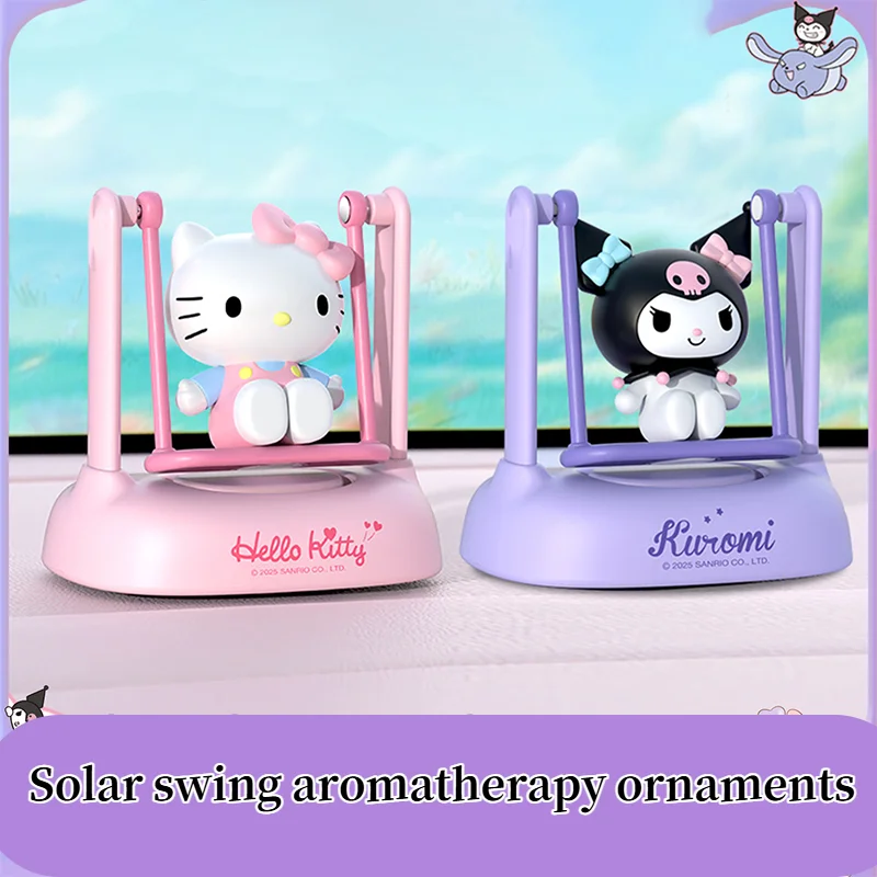 

Hello Kitty Kuromi Solar Aroma Diffuser 2025 New Car Dashboard Decor USB/Auto Dual Mode Aromatherapy Perfume Gift for Drivers