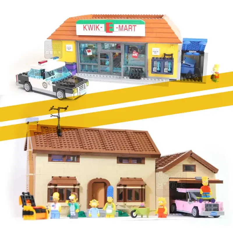 Supermarket The Kwik-E-Mart Building Blocks Bricks City Convenience Store StreetView Kid Christmas Toy Gifts Compatible 71016