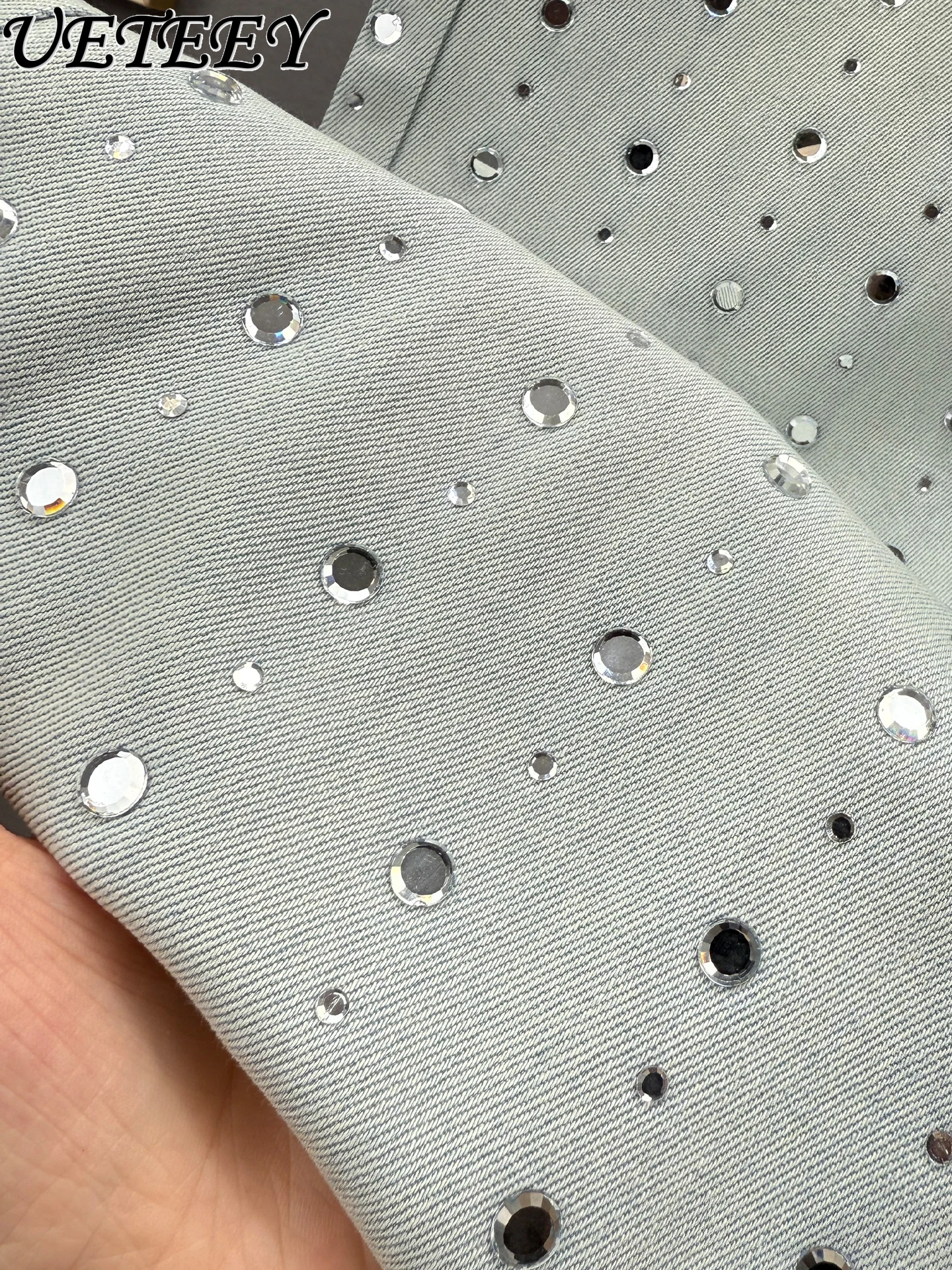 Robuste Strass-Denim-Hose mit geradem Bein für Damen, trendige neue, hoch taillierte, lockere, schlankmachende, verlängerte Jeans im europäischen Stil