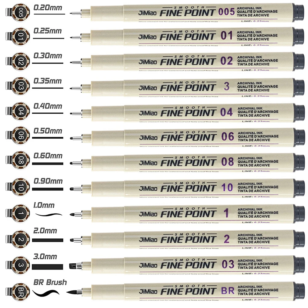 6/9/12 Stück ​ ​ s Technischer Stift, schwarzes Micro-Line Fineliner-Stift-Set für Punktzeichnungen, Skizzen, Strichzeichnungen ​ ​ Künstler illustriert Manga – Detail 4