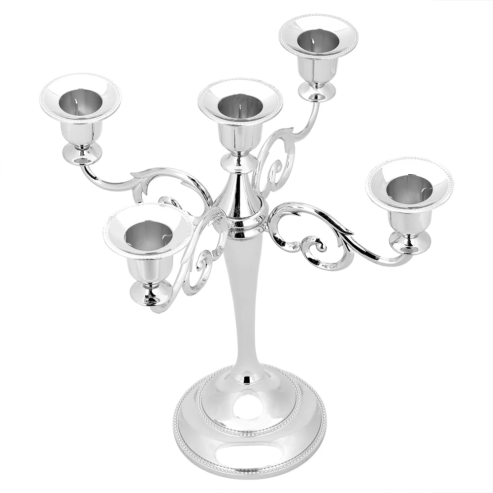 5 Arms Vintage Candlestick Retro Metal Crafts Candle Holder Stand Decorative Ornament for Wedding Party Home Decor