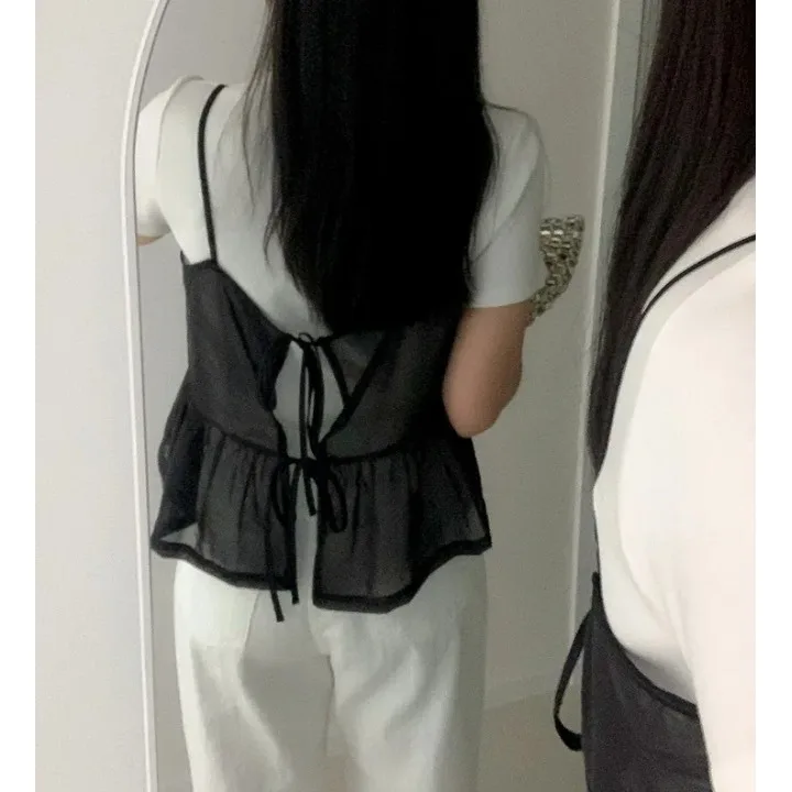 Korean Style Vest Outerwear Elegantly Designed Wrap Short Top Younger Looking Layered Fashionable Women's Casual Wear
