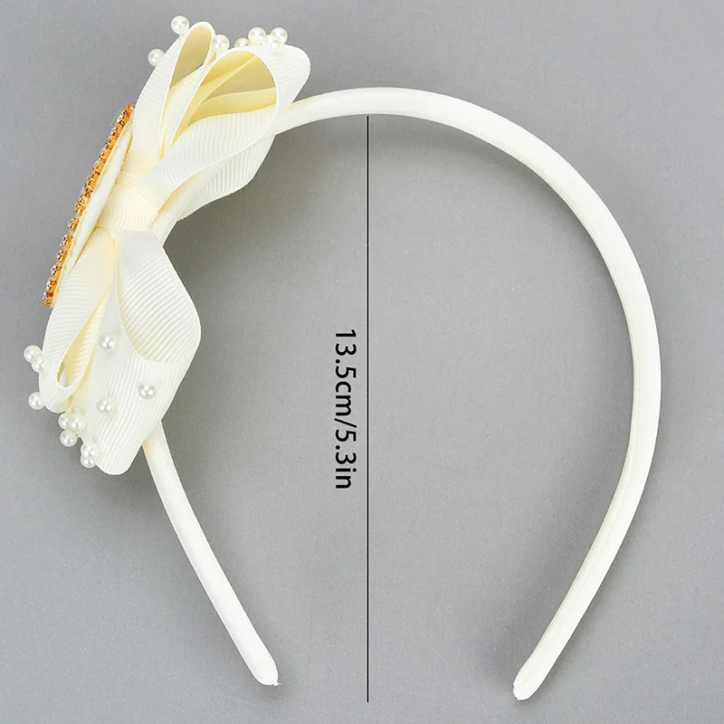Elegant Pearl Bow Hairbands Fashion Rhinestone Love Heart Headband Kids Ribbon Hair Hoop Headwear Girls Hair Accessories