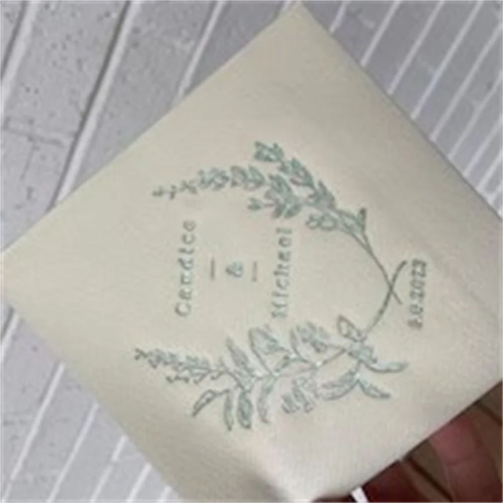 Personalized Wedding Cocktail Napkin - Floral Names - customized, Foil Stamped, Linen Like Party Napkins, Wedding and Bridal Sho