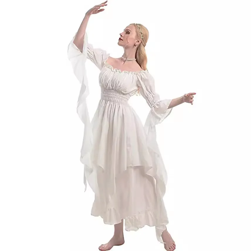 Jupe longue couruelle avec ceinture, Cosplay d'halloween médiéval, renaissance Dr, Costume ethnique pour femmes, vêtements de scène