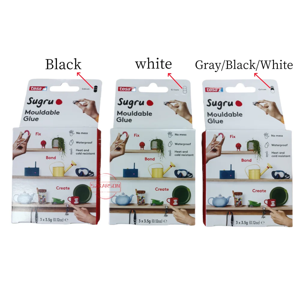 Tesa Sugru Malleable, Strong All Purpose Adhesive, 1 Box=3 Pack (3 X 3.5 g)
