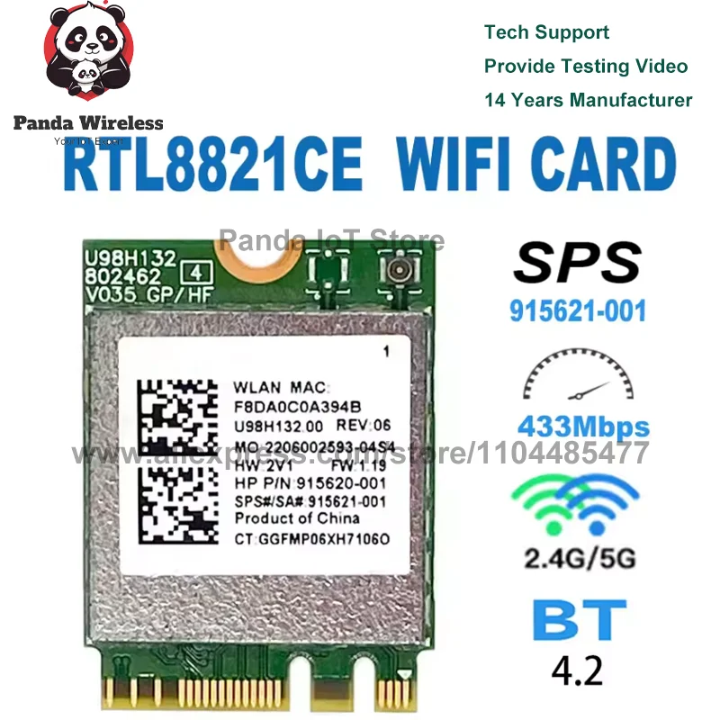 

RTL8821CE 802.11AC 1X1 Wi-Fi+BT 4.2 Combo Adapter Card SPS M915621-001 Wireless Network Card for ProBook 450 G5 PB430G5 Series