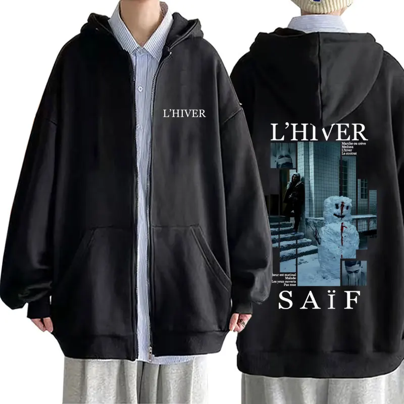 

Rapper Saif L'hiver Album Zipper Hoodie Unisex Fashion Casual Oversized Hoodies Men Women Hip Hop Pop Music Zip Up Jacket Coat