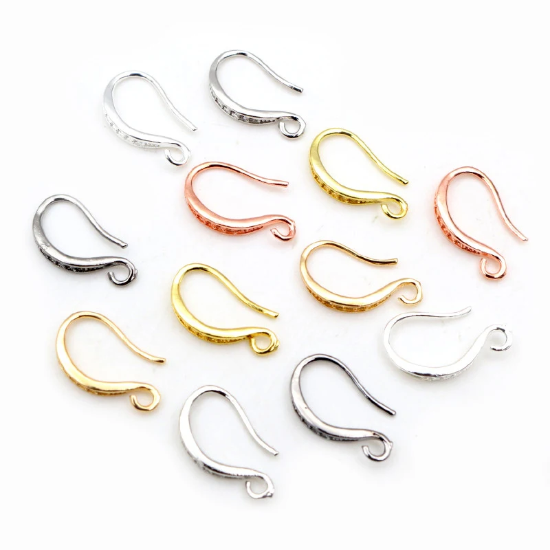 20pcs 15x10mm High Quality Silver Plated Bronze Rose Gold 6 Colors Earring Hooks Wire Settings Base Settings Wholesale