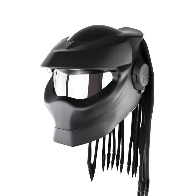 

Personality Predator Motorcycle Helmet With Embellish Braids Punk Safety Modular Flip Motorcycle Helmet 3 Size Optional Unisex