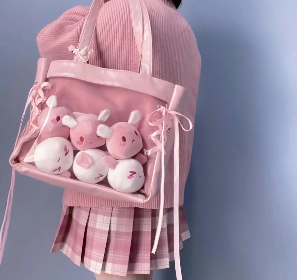 Japońska śliczna Kawaii Itabag dwuwymiarowa torba na lalki przezroczysta torba płócienna o dużej pojemności dziewczęca studentka JK torba Crossbody