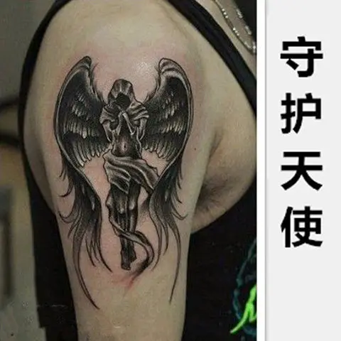 Lasting Tattoo for Woman Men Fake Tattoo Waterproof Black Angel Wings Tattoo Stickers Fashion Arm Tattoo New Temporary Tattoos