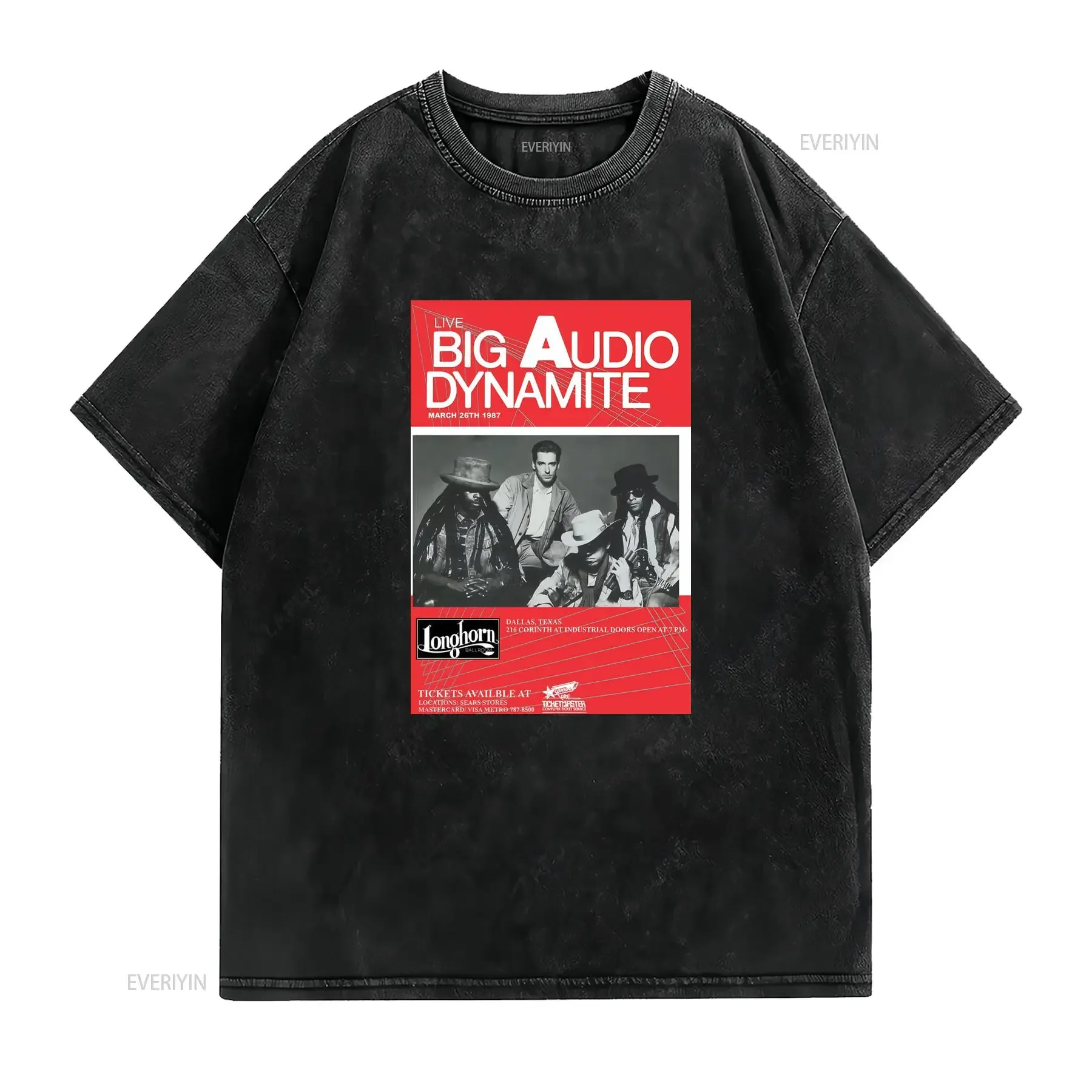 Big Audio Dynamite Logo T Shirt Casual Round Neck with Iconic Music Group Print Machine Washable Regular Fit for Year vintage