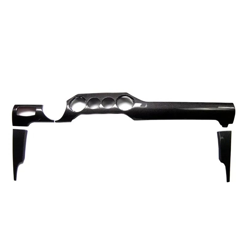 Real Dry Carbon Fiber Center Console Dashboard Panel 4 Holes Set for Mustang GT Model
