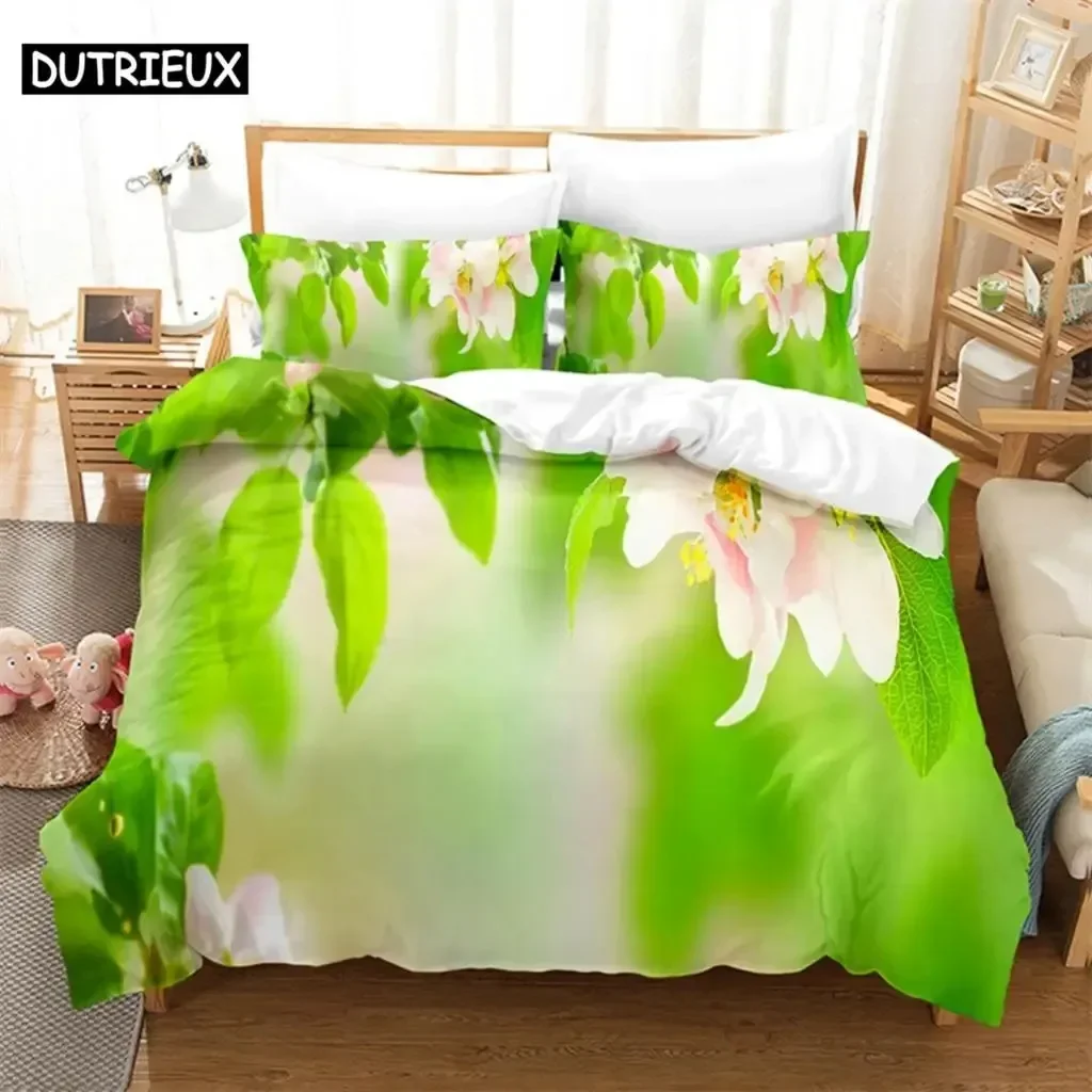 

Green Leaf Flower Comfortable Duvet Quilt Cover Pillowcase Bedding Set Children Bedroom Decoration Home Textile