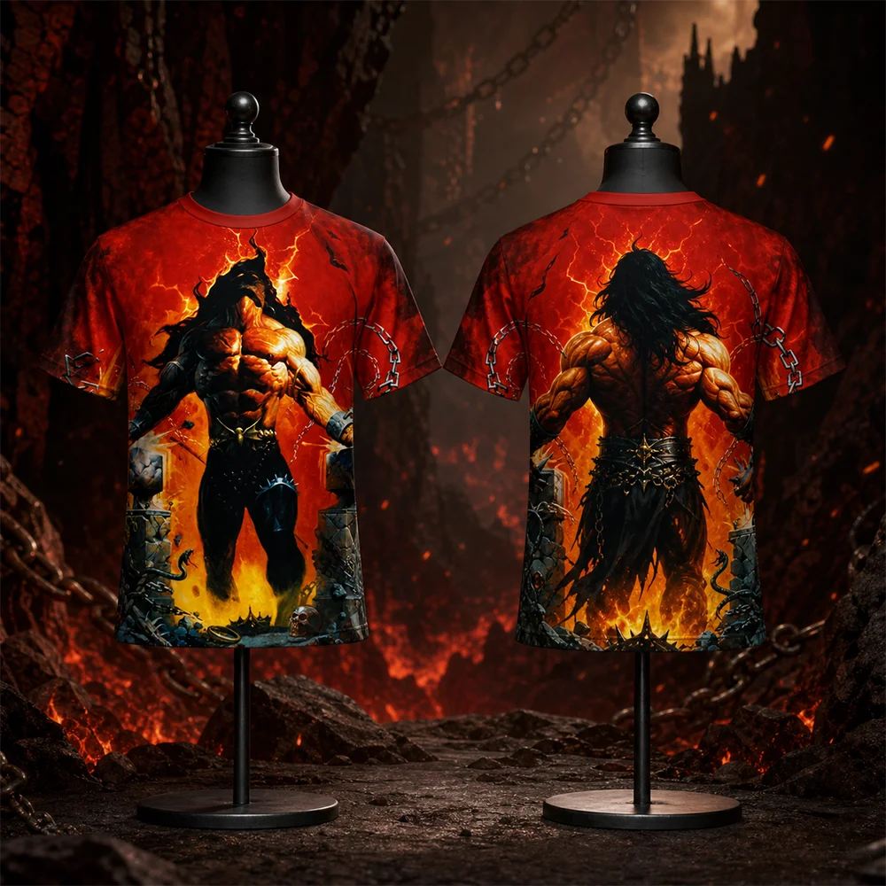 Unisex MANOWAR Rock Hip-Hop 3D-Druck Eltern-Kind-T-Shirt, schnell trocknend, atmungsaktiv, kurzärmelig, lässig, modisch, Sommer-Top – Detail 2